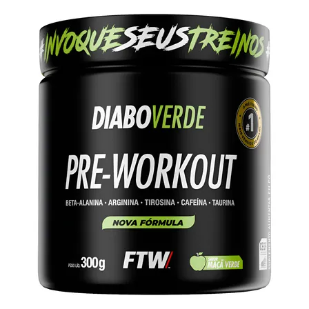 Suplemento Em Pó Pre Treino Pre Workout 300g Sabor Maça Verde Ftw - Diabo Verde