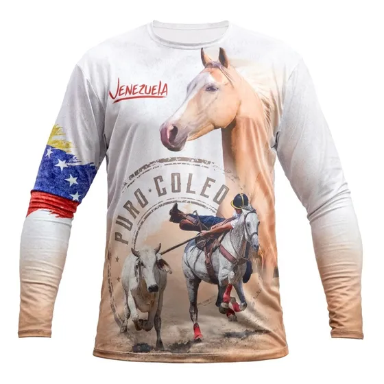 Jersey Coleo Caballo Manga Larga Sublimado Tela Fría