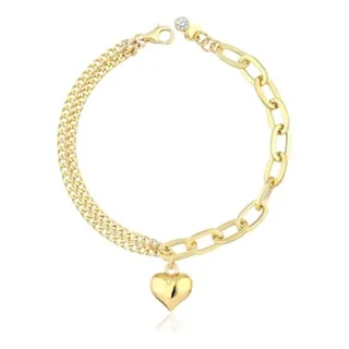 Pulsera Dorada De Corazón En Acero Inoxidable Pulsera Dorada De Corazón En Acero Inoxidable