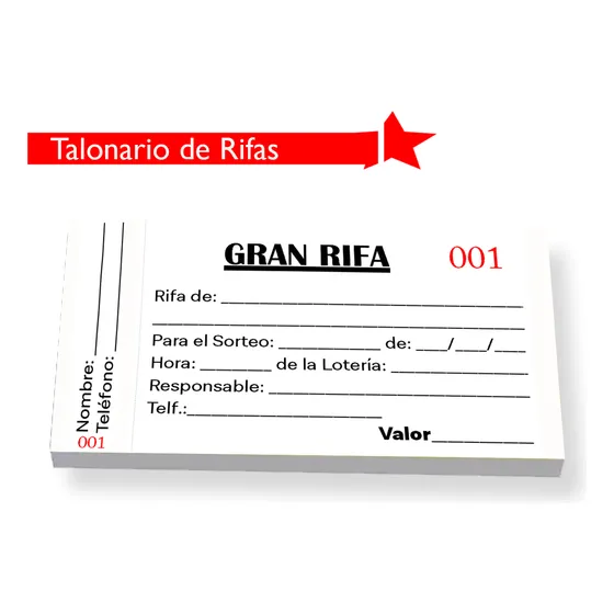 Talonario De Rifa (del 000 Al 499) (5 Pack)