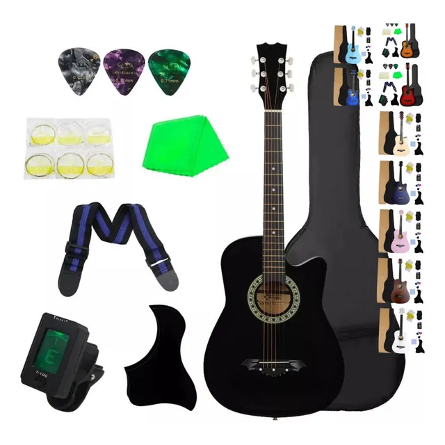 Guitarra Acustica Curva Kit Con Accesorios Completo Paquete