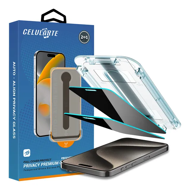 2 Micas Privacidad Cristal Templado Para iPhone + Instalador