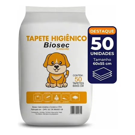 Tapete Higiênico para Cachorro 50 Unidades 60x55cm com Gel Absorvente Fralda Manta Pet Cão Com Fitas Adesivas Anti Odor Atrativo Canino