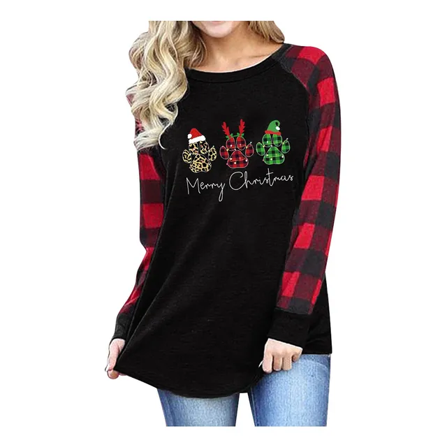 Tops Navideño Para Dama Cuello Redondo Manga Larga Fea