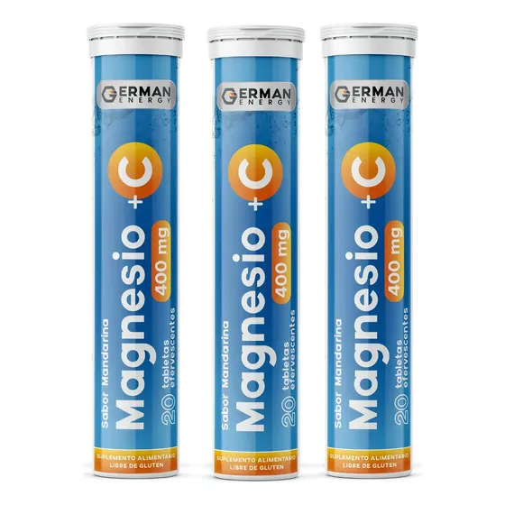 Magnesio 400 Mg + Vitamina C German Energy Pack 3 Sabor Mandarina