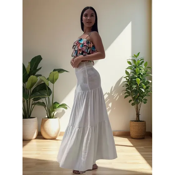 Maxifalda Blanco Lino Frescura Y Versatilidad Moda