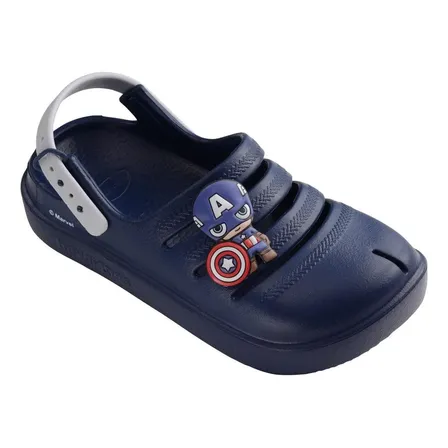 Chinelo Havaianas Clog Baby Infantil Babuche Marvel Marinho 35/36 Babuche Infantil (clog) Com Estampa Do Capitão América