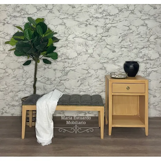 Juego De Dormitorio: 2 Mesitas De Luz Y Banqueta Pie De Cama
