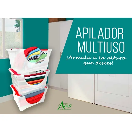 Caja Plastica Multiuso Organizador Avila Apilable Tipo Cesta