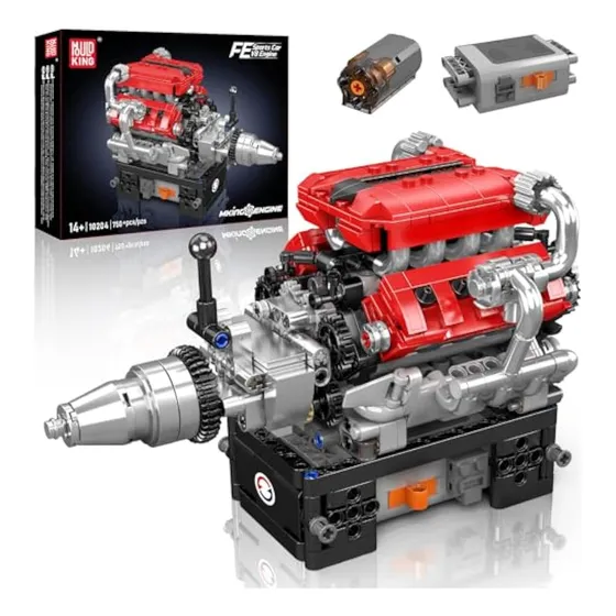 Modelo De Motor Mould King 10204 V8 Que Funciona -