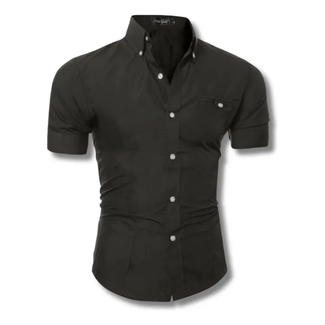 Camisa Masculina Manga Curta Com Elastano Melhor Tecido