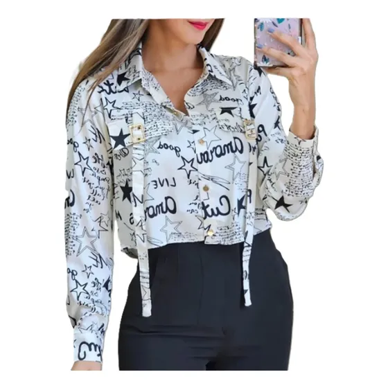 Camisa Mujer Dama Casual Manga Larga  Seda Calidad Chica Top