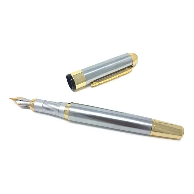 Boligrafo Pluma Fuente Acero Inox + Tinta Envio Gratis