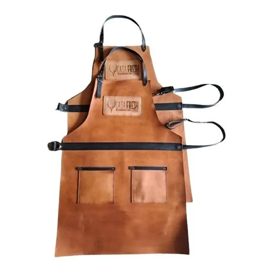 Delantal De Cuero Genuino Para Caballeros Chef Asado, Logo