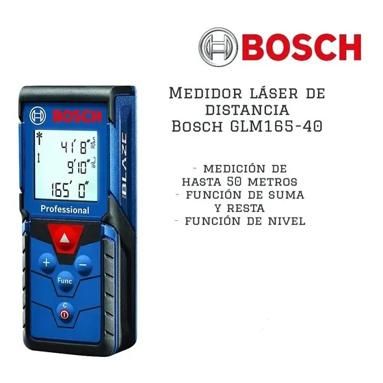 Metro Medidor Laser 50m Bosch Glm165-40