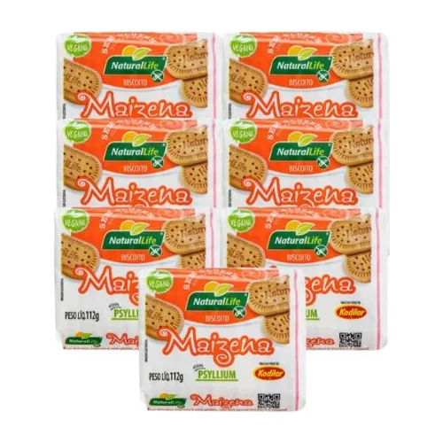 Kit 7 Unidades De Biscoito De Maizena Vegano Sem Glúten 112g