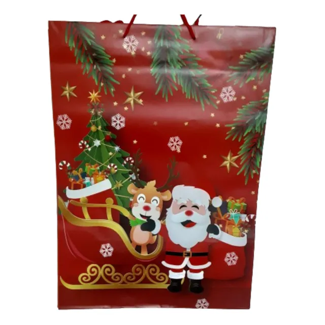 Bolsa De Regalo Navidad Trineo Papanoel Reno 44x32cm 1u