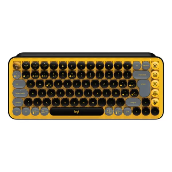 Teclado Mecanico Logitech Pop Keys Amarillo y Negro Emojis Blast Idioma Español
