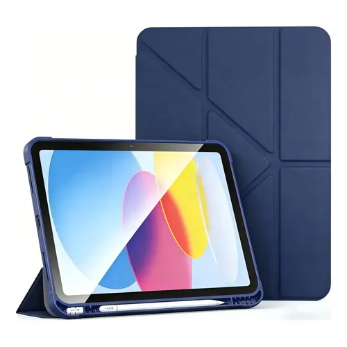 Capa Dobrável Poliéster Azul iPad A16 11ª Geração 2025 com Suporte