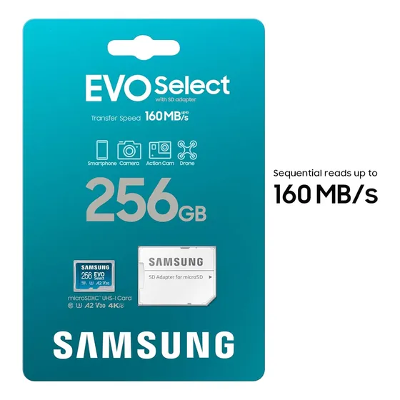 Micro Sd Samsung Evo Select 256gb Nueva Sellada Clase 10 4k