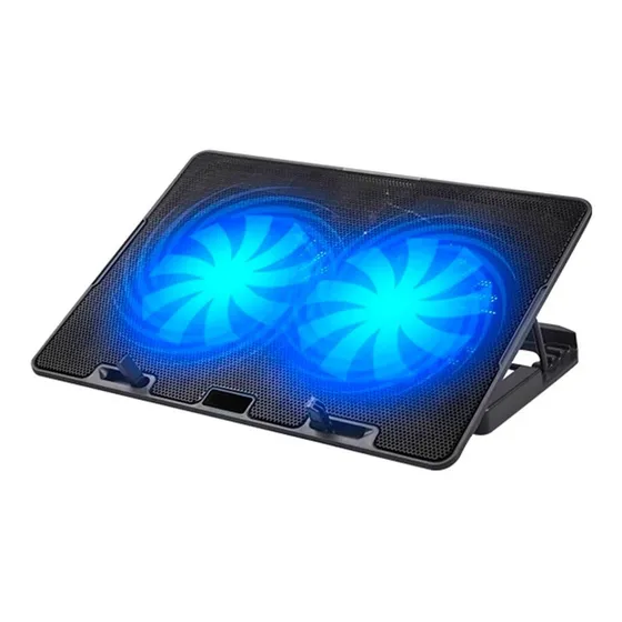 Base Cooler Notebook 13 A 17 Pulgadas Usb Luz Led Doble Fans Color Negro Color Del Led Azul