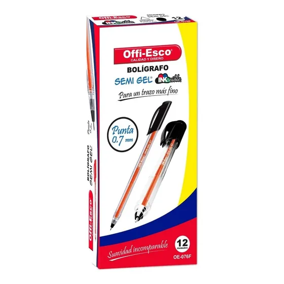 Boligrafo Esfero Semigel Caja12 - Unidad  Exterior Negro