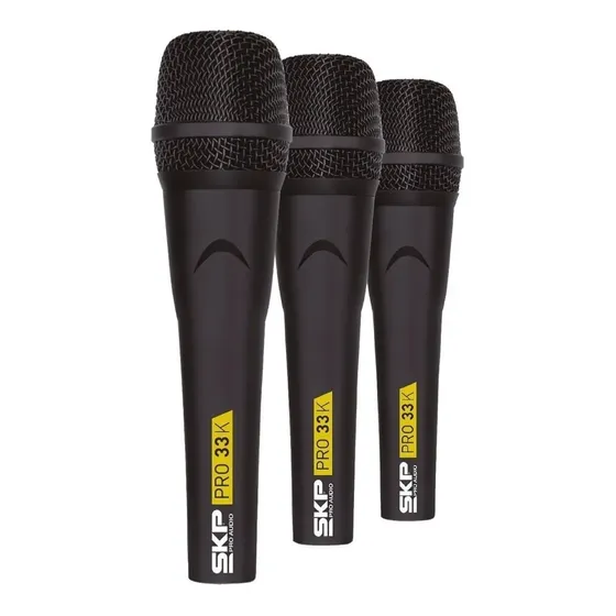 Set 3 Micrófonos Dinámicos SKP Pro Audio PRO-33K Cardioide XLR | Cuotas sin interés