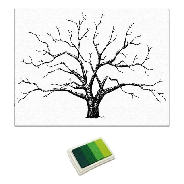 Tarjeta Con Árbol De Pintura De Huellas Dactilares
