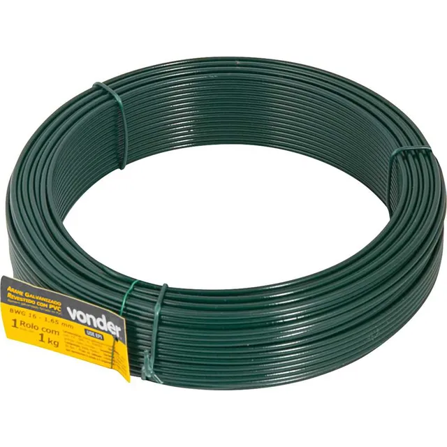 Arame Galvanizado Bwg 16 Revestido Com Pvc 1kg Vonder