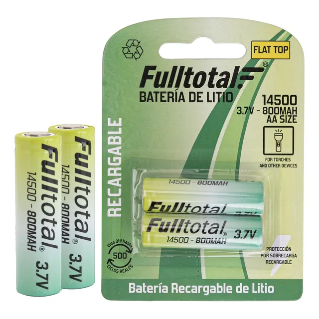 2 Pilas Baterias 14500 Litio Recargable 3.7v 800mah S/ Teton