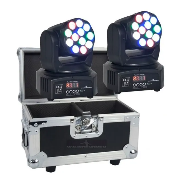Set De 2 Cabeza Movil 12 Led 5w Wash Rgb Robotica Dmx Case
