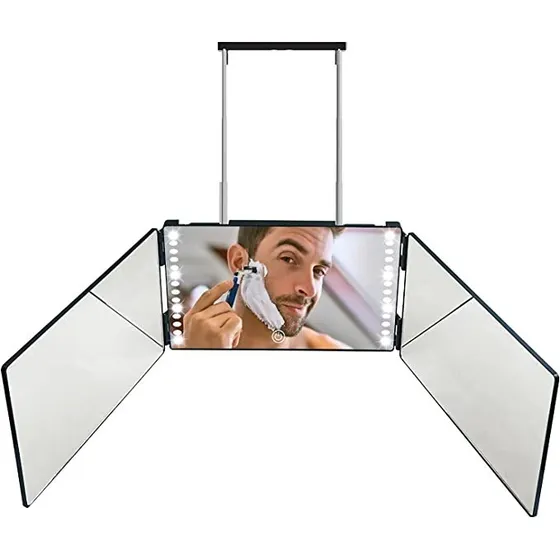 Espejo Triple 360 Ajustable Y Portatil Luz Led