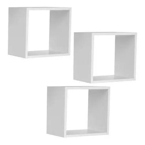Kit 3 Nichos 100%mdf 25x25 Branco Madeira Presente decorativo Escritório Retrato Brinquedos