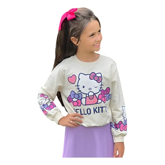 Casaco Moletom Hello Kitty Piscadinha Momi