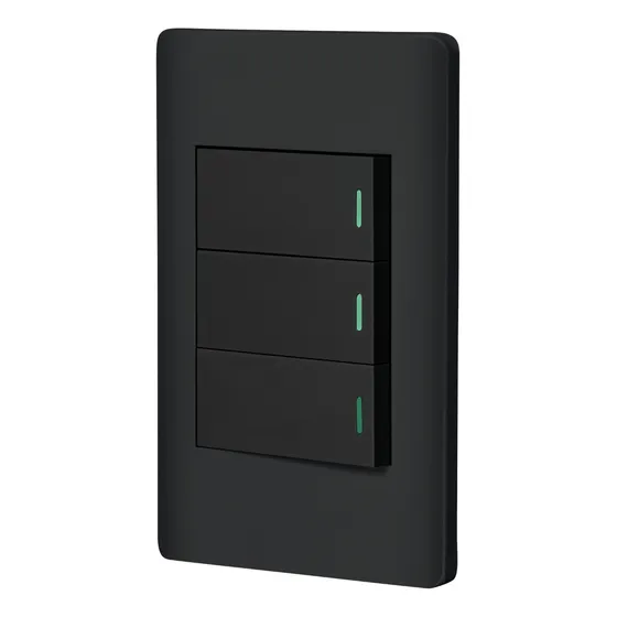 Placa Armada Negra 2 Interruptores 1 De 3 Vías 1