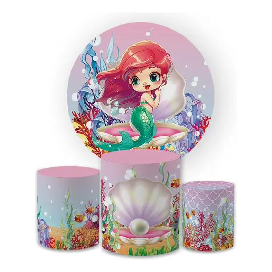 Kit Capa Painel Redondo 1,5 + Trio Cilindros Temas Meninas
