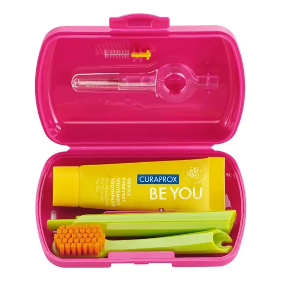 Kit Viajero Curaprox Cepillo Crema Cepillo Interdental Rojo