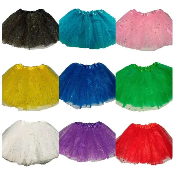 Tutu Pollera Con Brillo Infantil En Varios Colores X Unidad