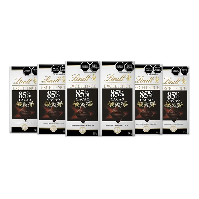 Pack 6 Barras Chocolate Amargo Lindt 85% Cacao 100g