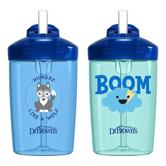 Dr. Brown's Vaso Con Pajita Con Tapa, 12 Onzas, X2 Envio Hoy