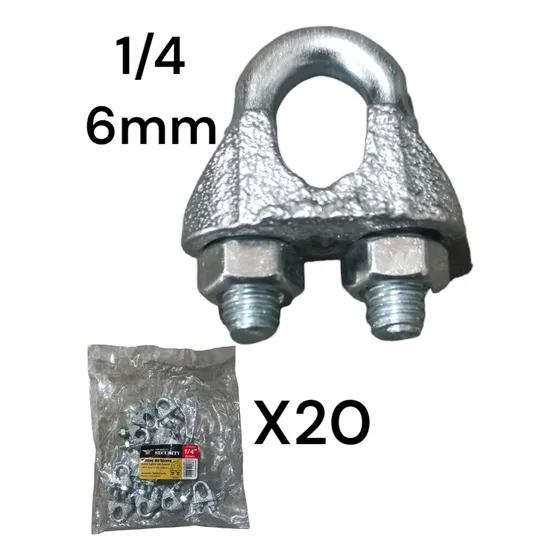 Perro Para Guaya 1/4 6mm Galvanizado Pack De 20 Security
