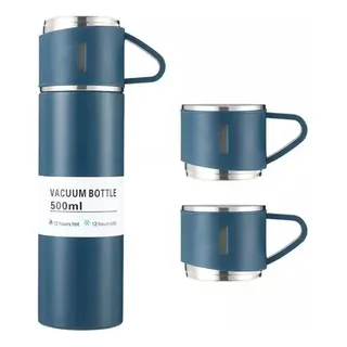 Garrafa TĂ©rmica 500ml Com Kit 3 XĂcara CafĂ© ChĂĄ Revomax Cor Azul Garrafa TĂ©rmica 500ml Com Kit 3 XĂcara CafĂ© ChĂĄ Revomax Cor Azul