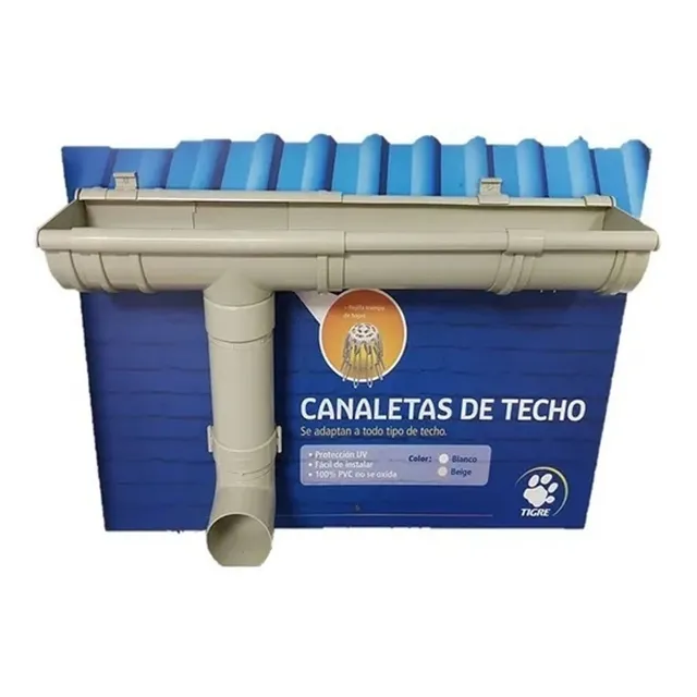 Canaleta Desagüe Pluvial Techo 3 Metros Tigre Blanca/beige