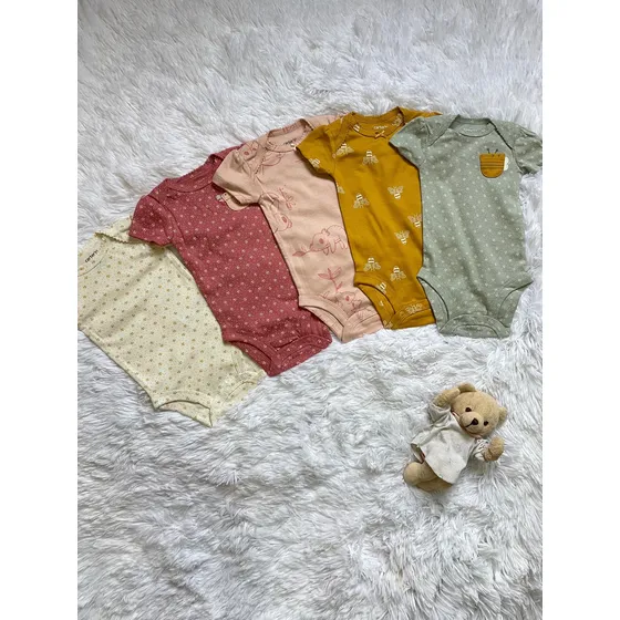 5 Bodys Manga Corta 3 Meses Bebé Niña Marca Carters