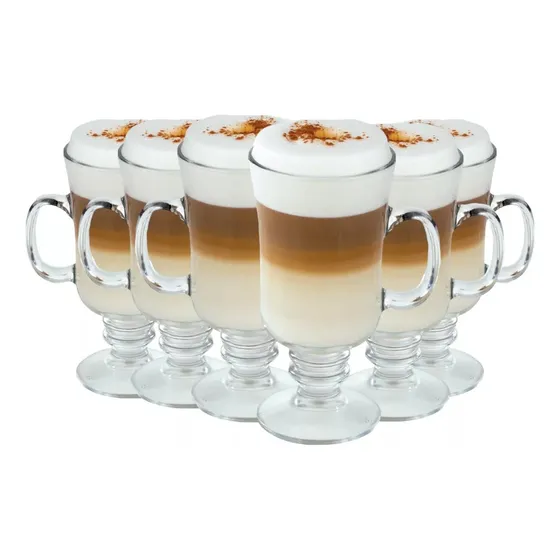6 Tazas Para Capuchino Café Té Vidrio 250ml Cappuccino Color Transparente