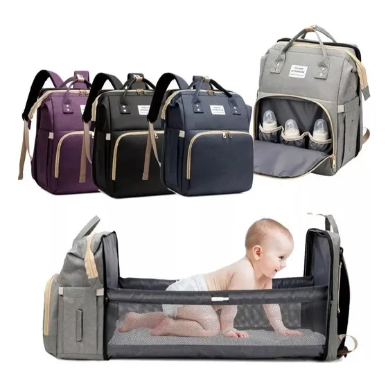 Mochila Pañalera Cambiador De Viaje Corral Para Bebes 2 En 1