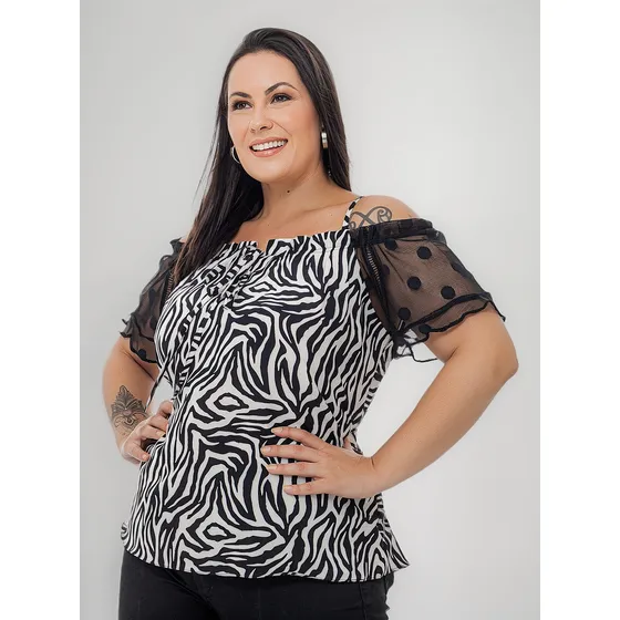 Blusas Bata Preta Plus Size Ciganinha Feminina Até G4 213p