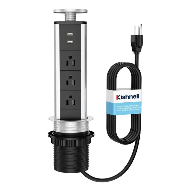 Multicontacto Torre Usb Para Cocina Oficina O Casa Kishnell