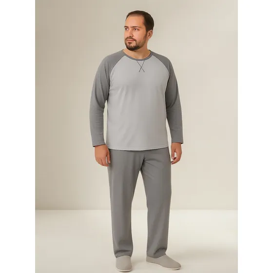 Conjunto Pijama Inverno Masculino Plus Size Canelado
