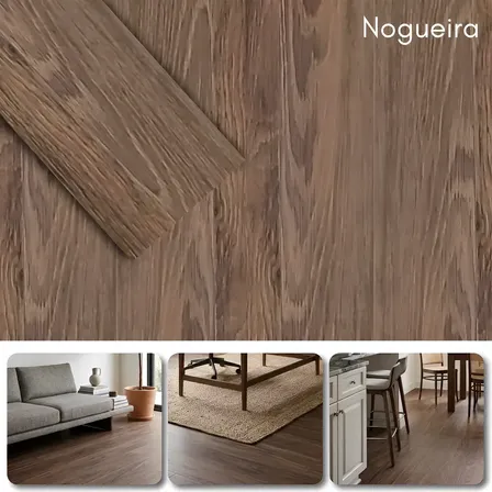Kit Pisos Vinílico Autocolante 36 Peças Madeira 90cm Régua Nogueira Símil Madeira